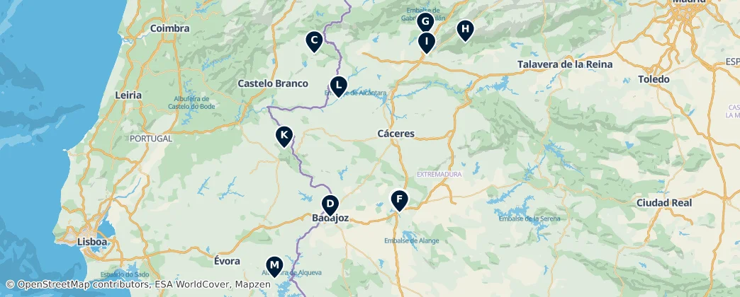 Map of Extremadura