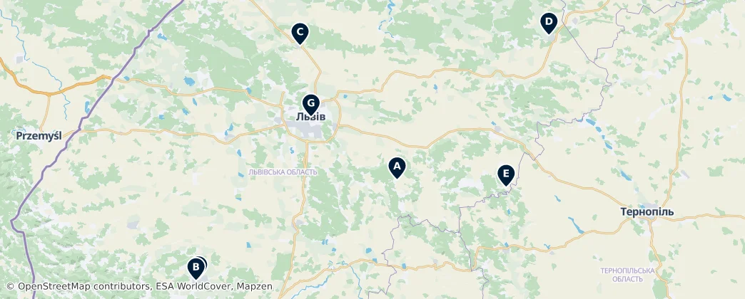 Map of Lviv Oblast