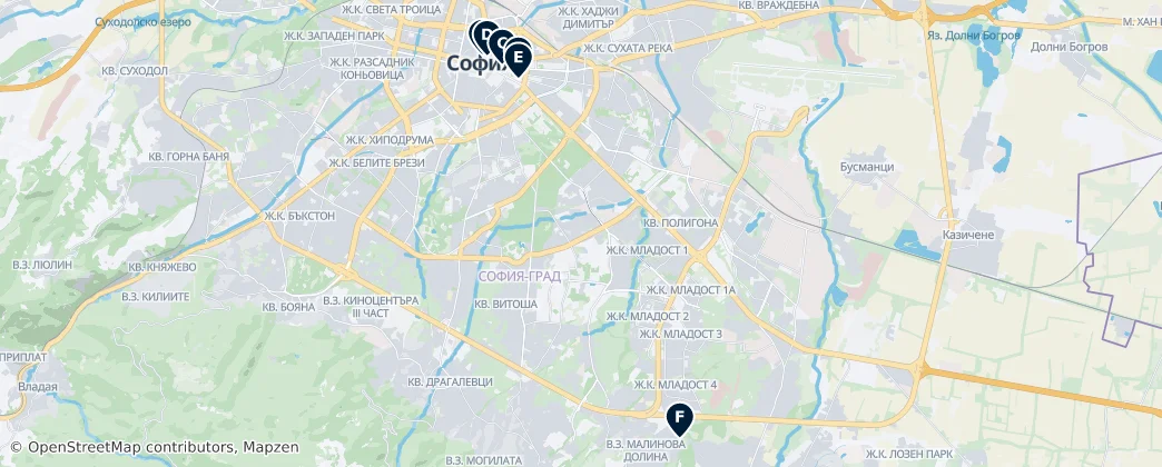Map of Sofia City Province