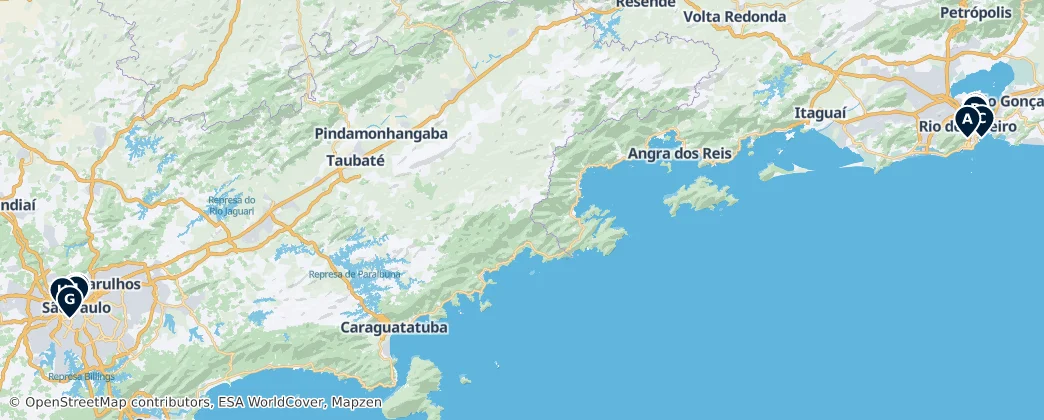Map of Southeast Region, Brazil