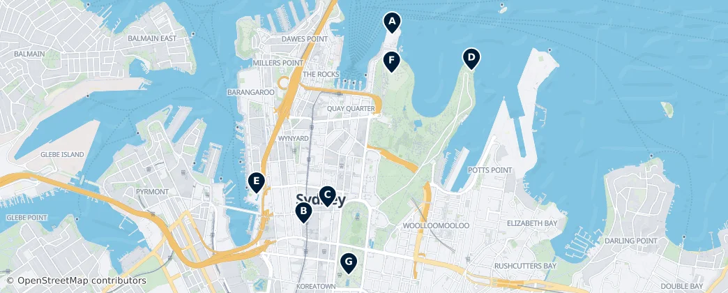 Map of Sydney central business district