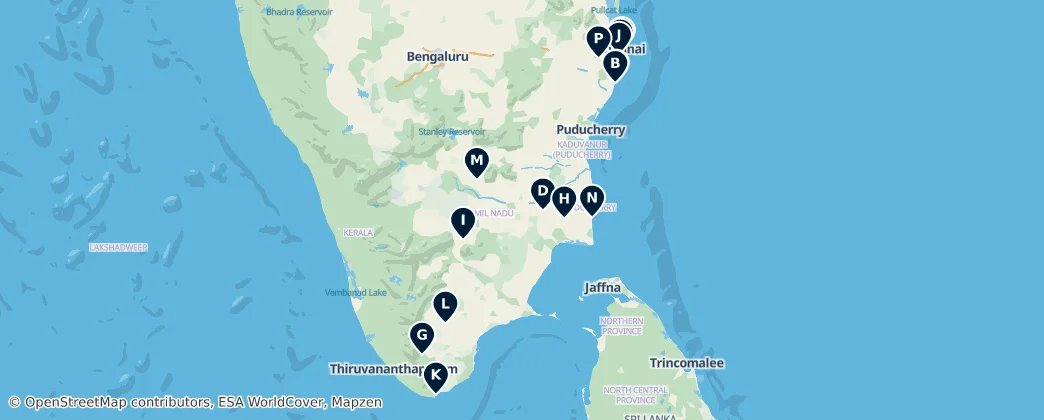 Map of Tamil Nadu