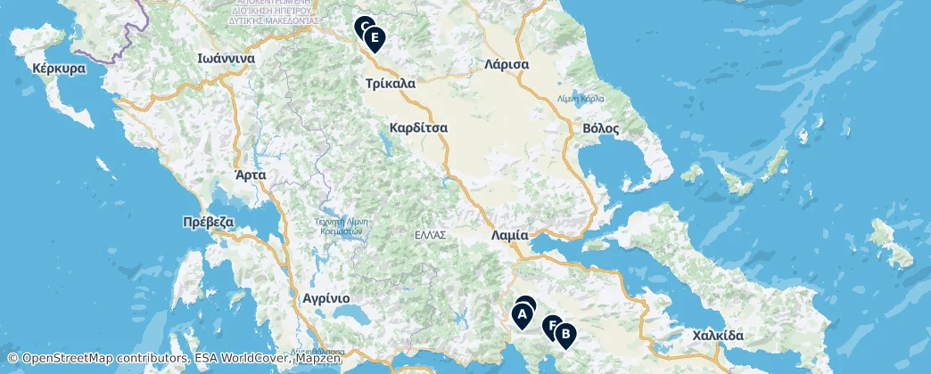 Map of Decentralized Administration of Thessaly and Central Greece