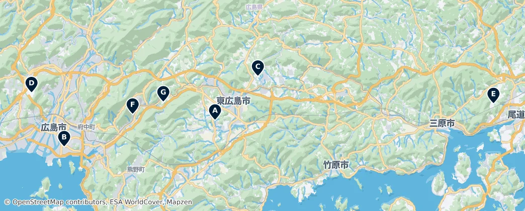 Map of Hiroshima Prefecture