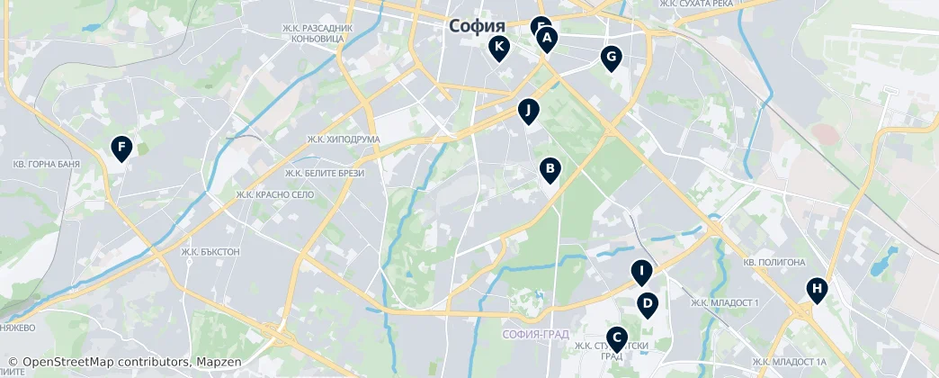 Map of Sofia City Province