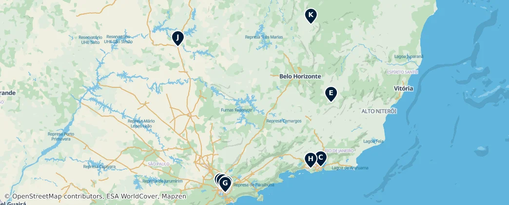 Map of Southeast Region, Brazil