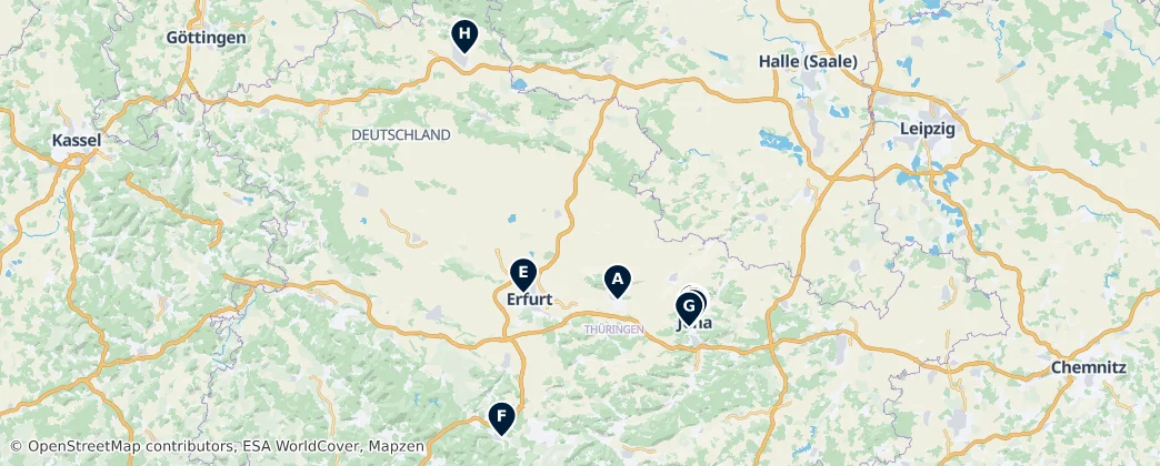 Map of Thuringia