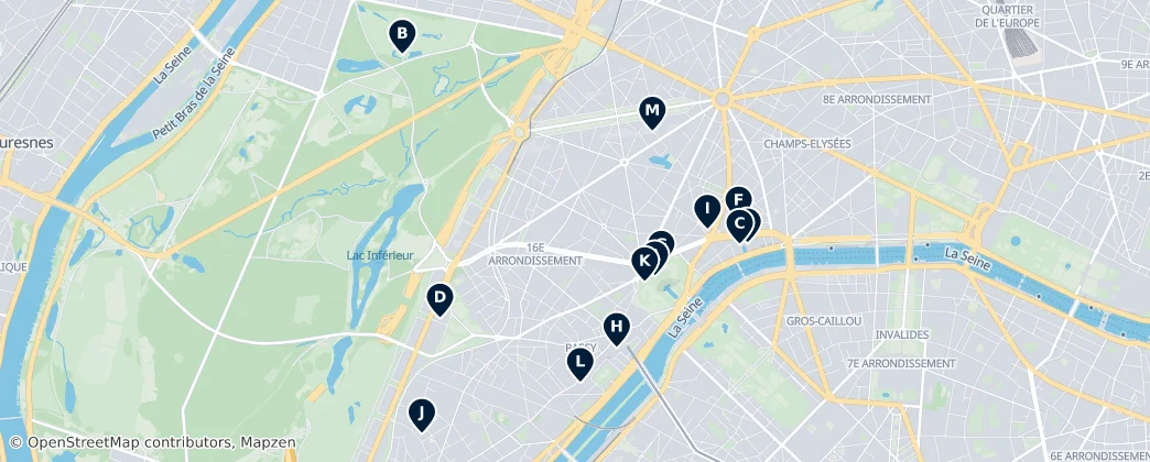 Map of 16. arrondissement