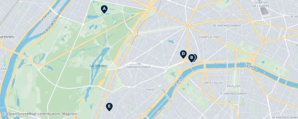 Map of 16. arrondissement