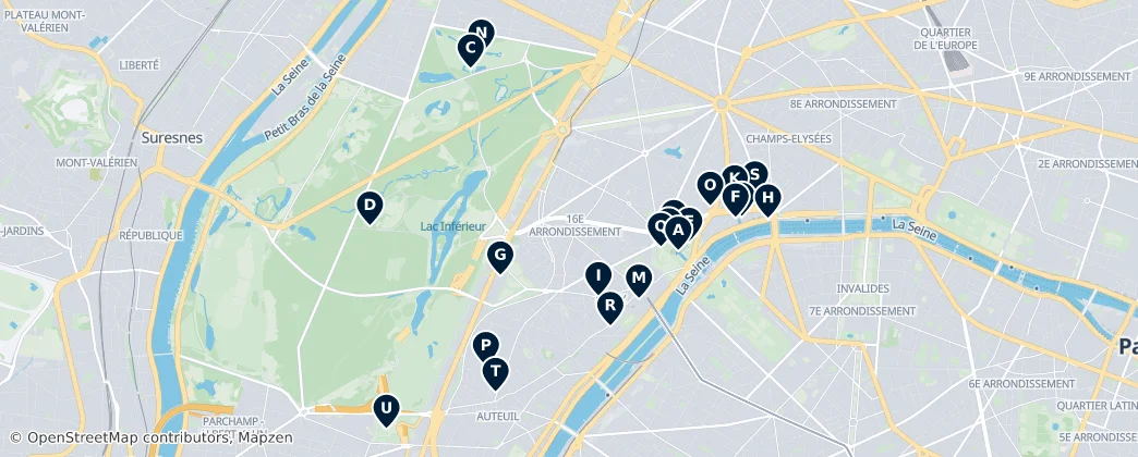 Map of 16. arrondissement