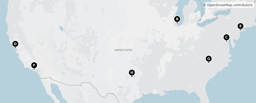 Map of Amerika Birleşik Devletleri
