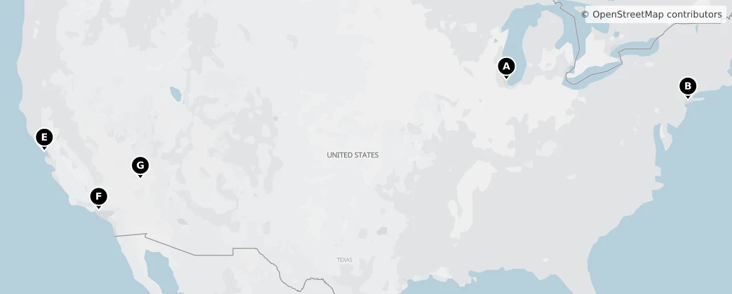 Map of Amerika Birleşik Devletleri