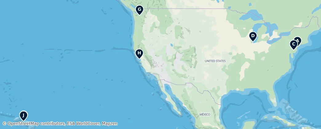 Map of Amerika Birleşik Devletleri