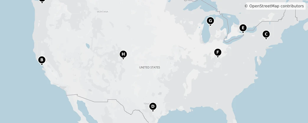 Map of Amerika Birleşik Devletleri