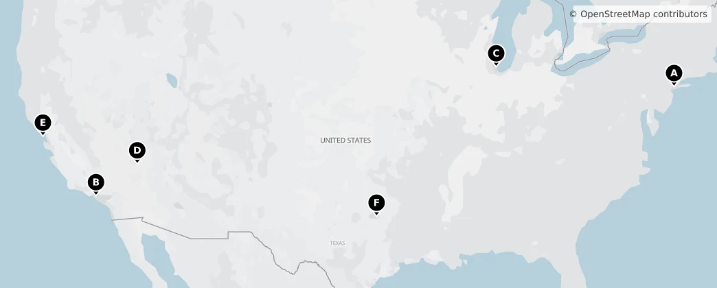 Map of Amerika Birleşik Devletleri