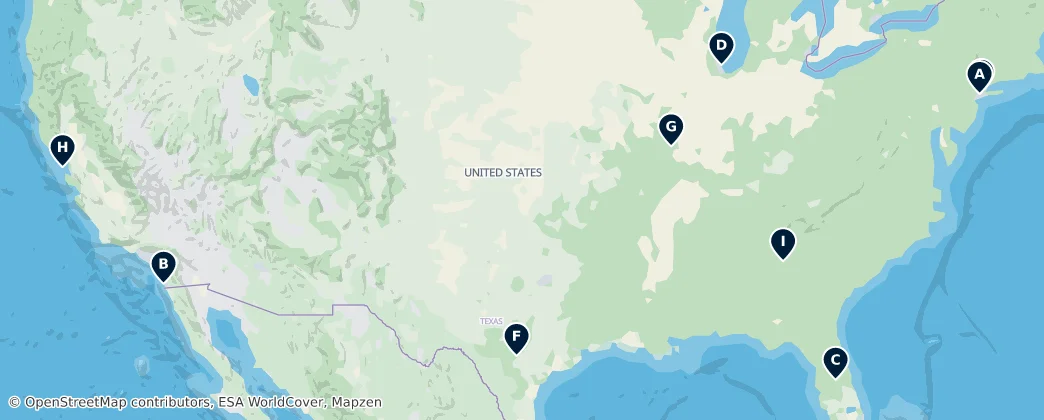Map of Amerika Birleşik Devletleri