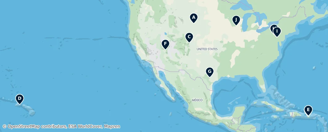 Map of Amerika Birleşik Devletleri