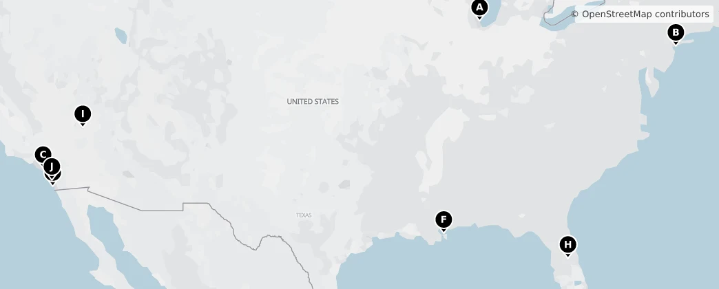 Map of Amerika Birleşik Devletleri