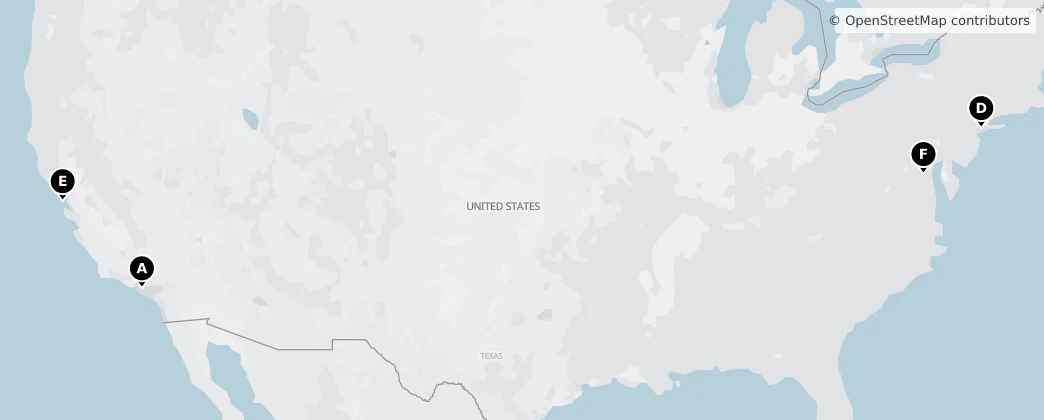 Map of Amerika Birleşik Devletleri