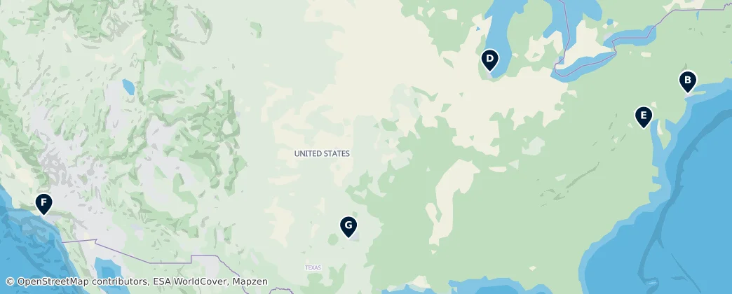 Map of Amerika Birleşik Devletleri