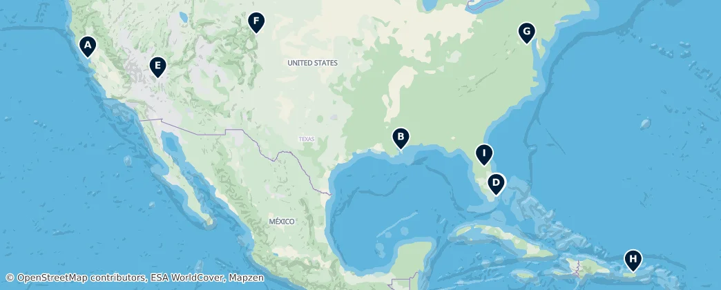 Map of Amerika Birleşik Devletleri