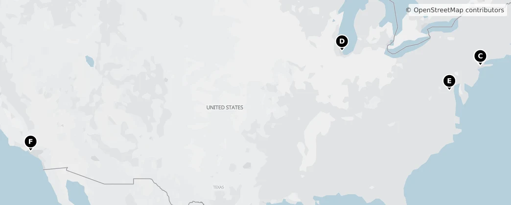 Map of Amerika Birleşik Devletleri