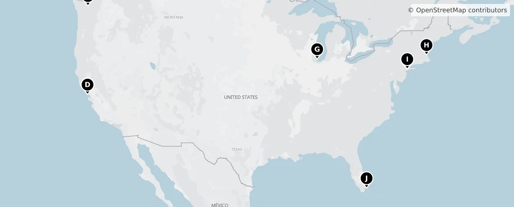 Map of Amerika Birleşik Devletleri