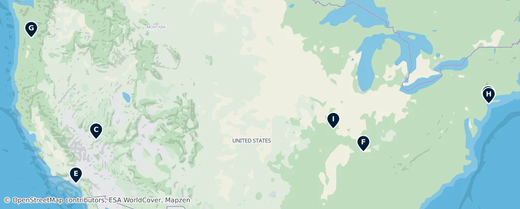 Map of Amerika Birleşik Devletleri