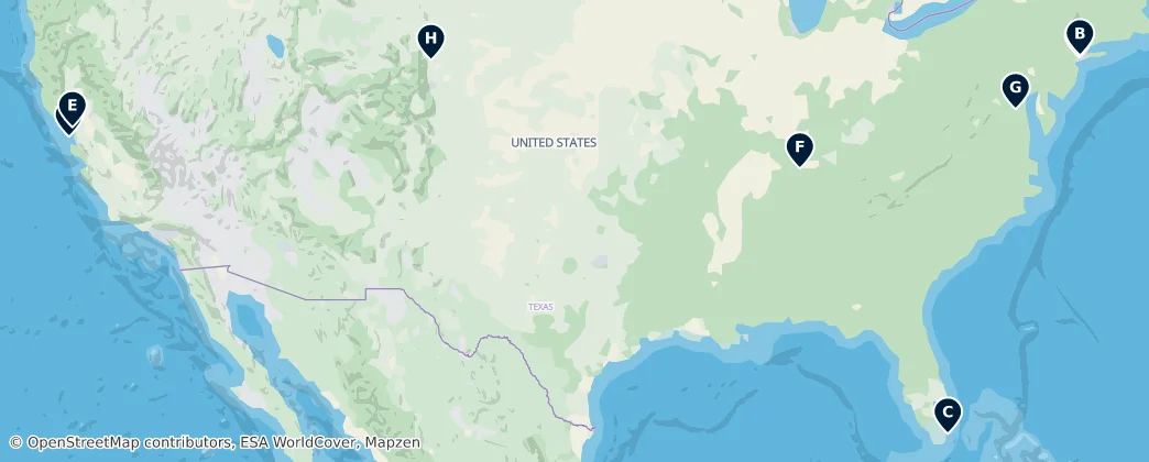 Map of Amerika Birleşik Devletleri