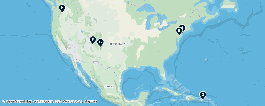 Map of Amerika Birleşik Devletleri