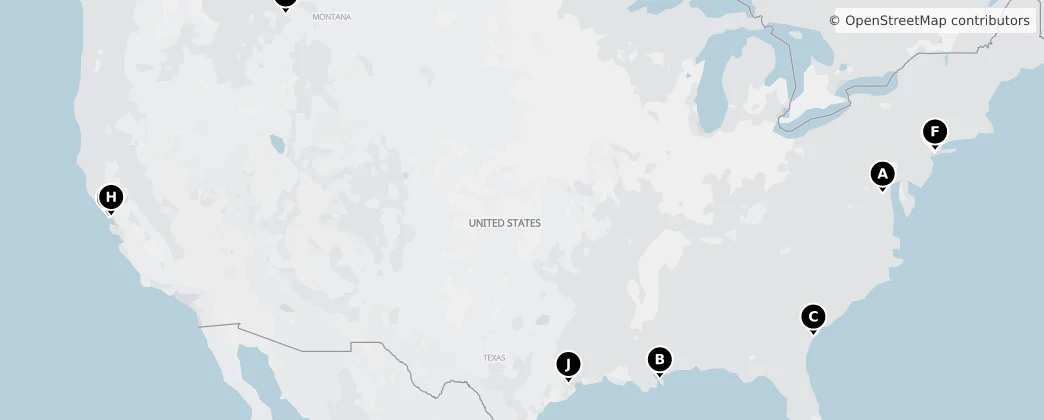 Map of Amerika Birleşik Devletleri