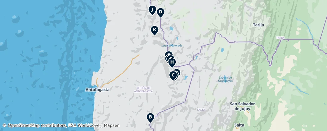 Map of Antofagasta bölgesi