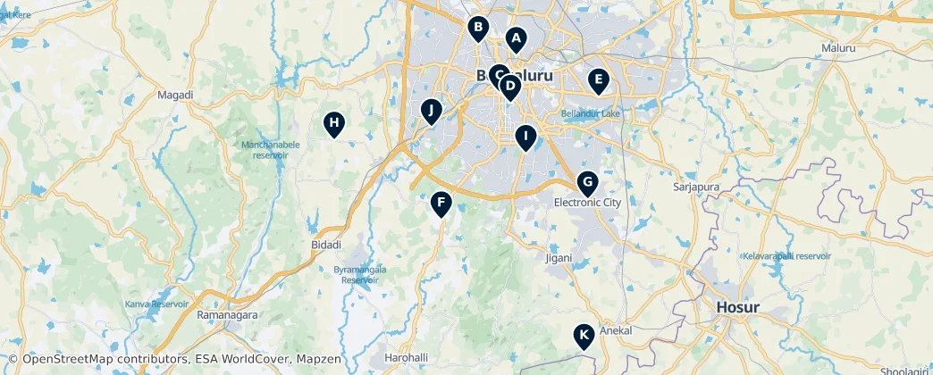 Map of Bangalore Urban district