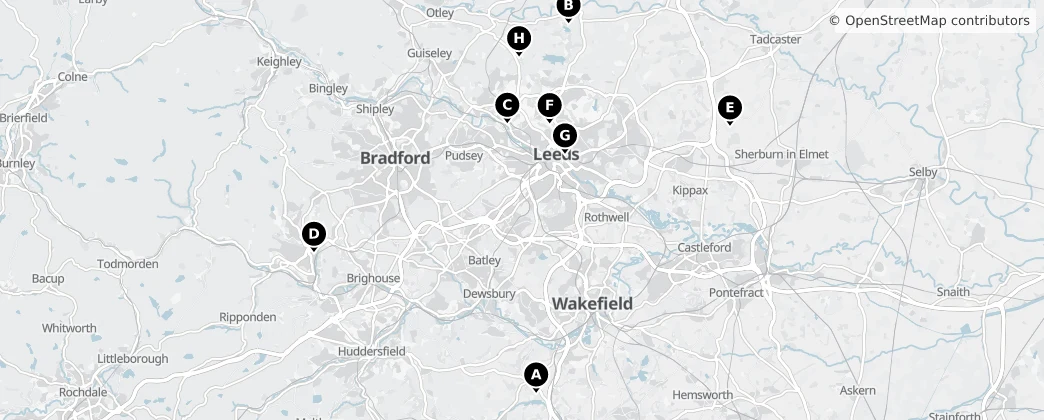 Map of Batı Yorkshire