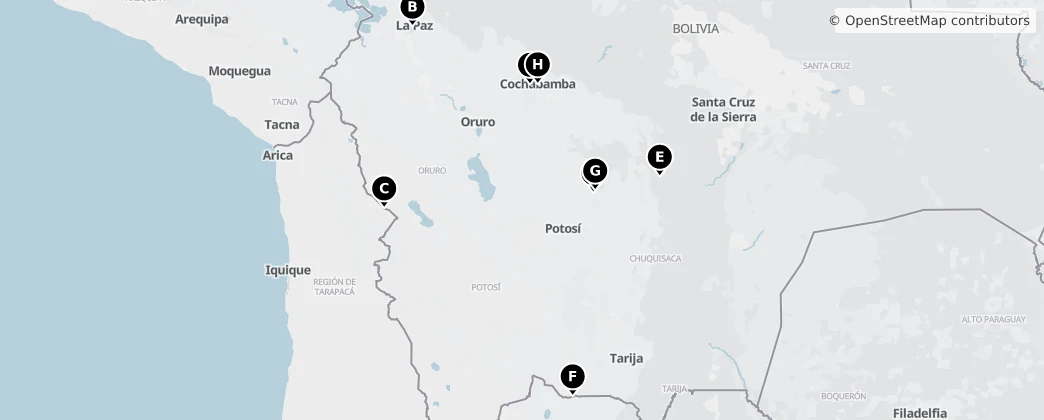 Map of Bolivya