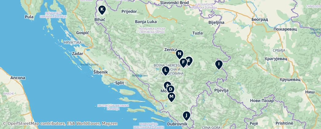 Map of Bosna Hersek