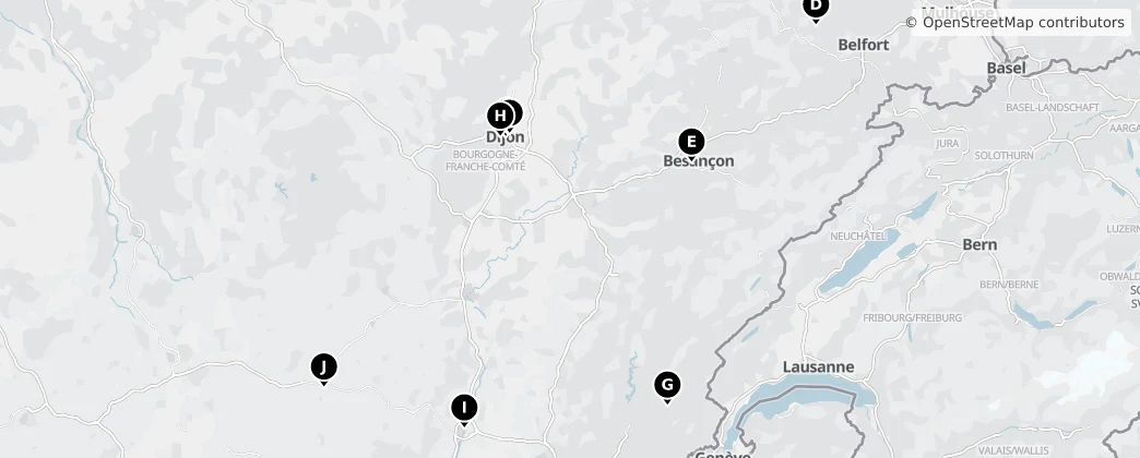 Map of Burgonya-Franche-Comté