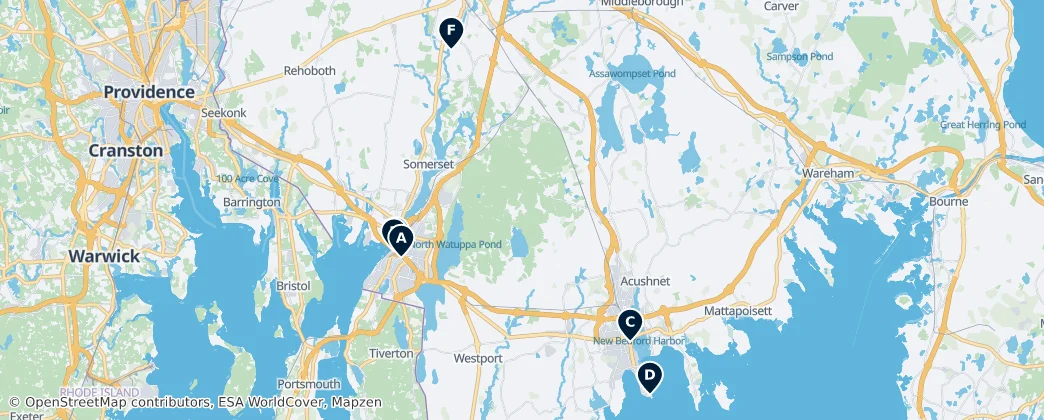 Map of Bristol County, Massachusetts
