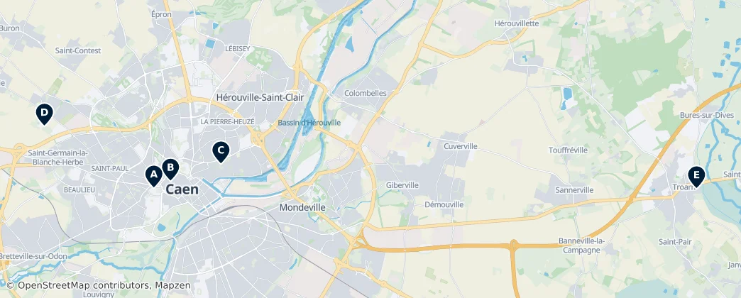 Map of Arrondissement of Caen