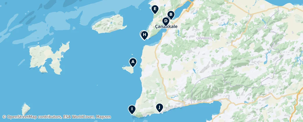 Map of Çanakkale