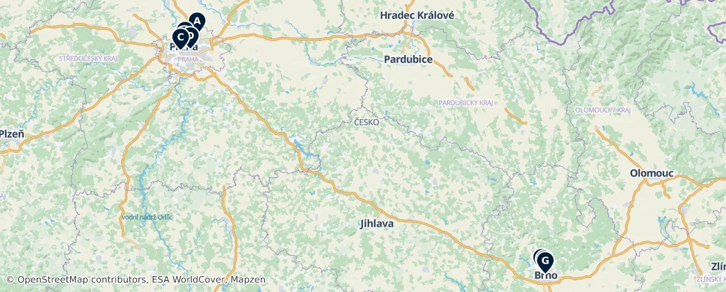 Map of Çek Cumhuriyeti