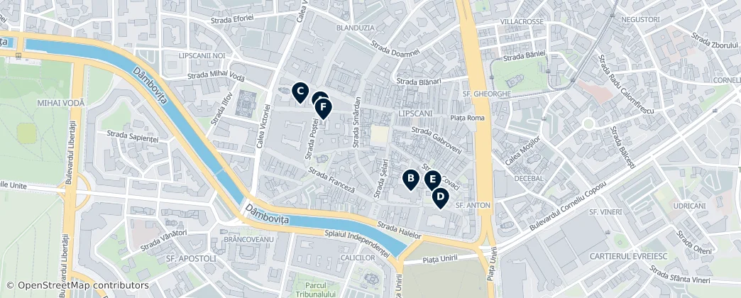 Map of Bucharest Old Town