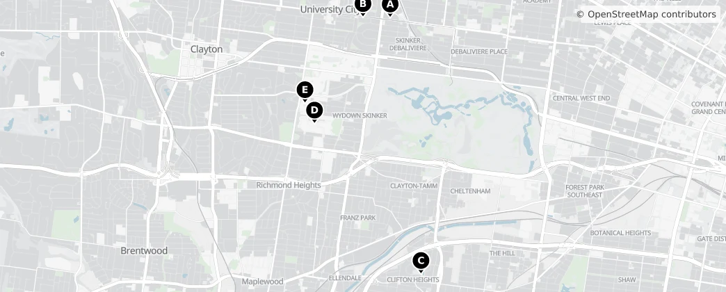 Map of Clayton, Missouri