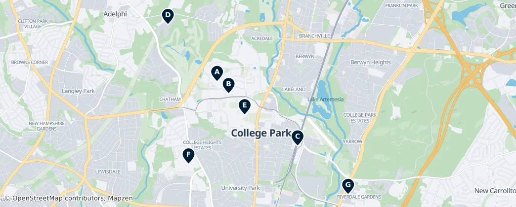 Map of College Park, Maryland