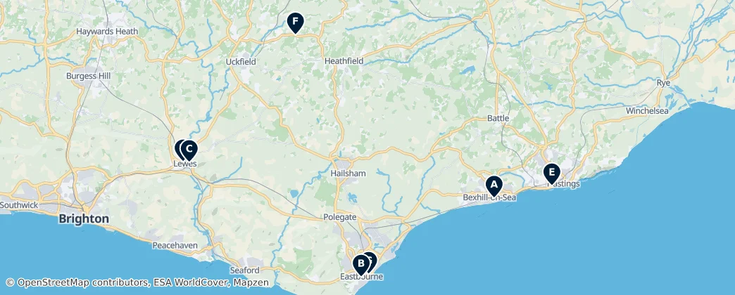Map of Doğu Sussex