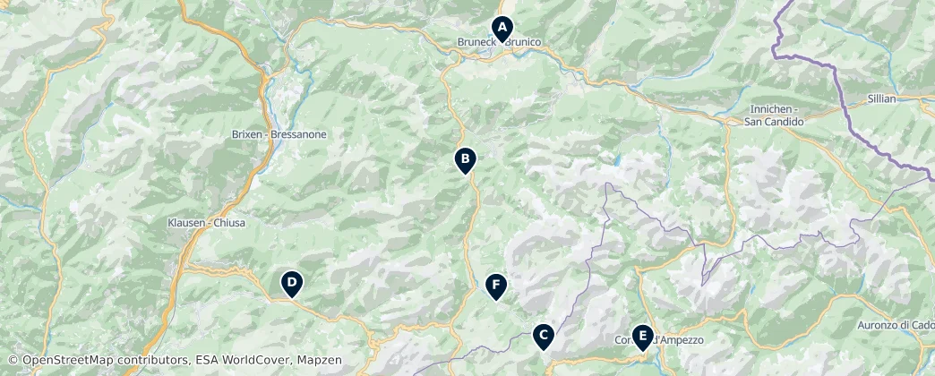 Map of Dolomit Dağları