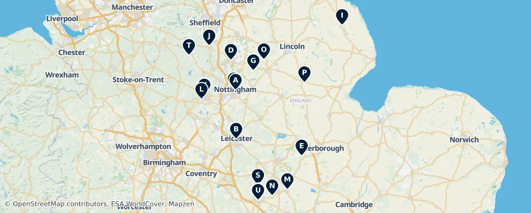 Map of East Midlands