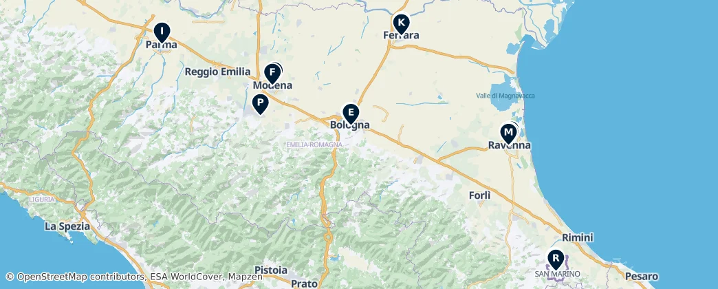 Map of Emilia-Romagna