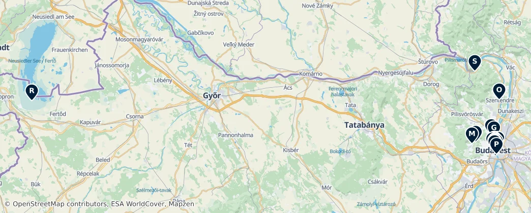 Map of Esztergom-Budapesti érseki tartomány