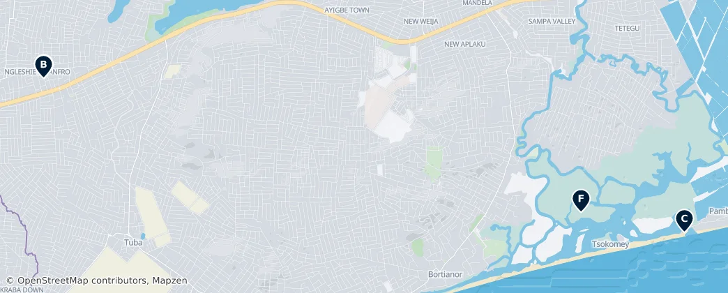 Map of Weija-Gbawe Municipal District